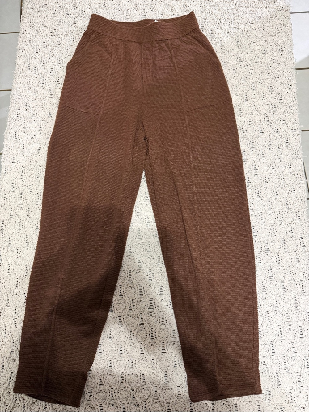 HALARA Brown Textured Jogger Pants